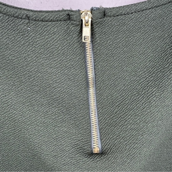SMALL GREEN ENVELOPE OLIVE GREEN BLOUSE SLIT SLEEVE STRETCH - Picture 9 of 11